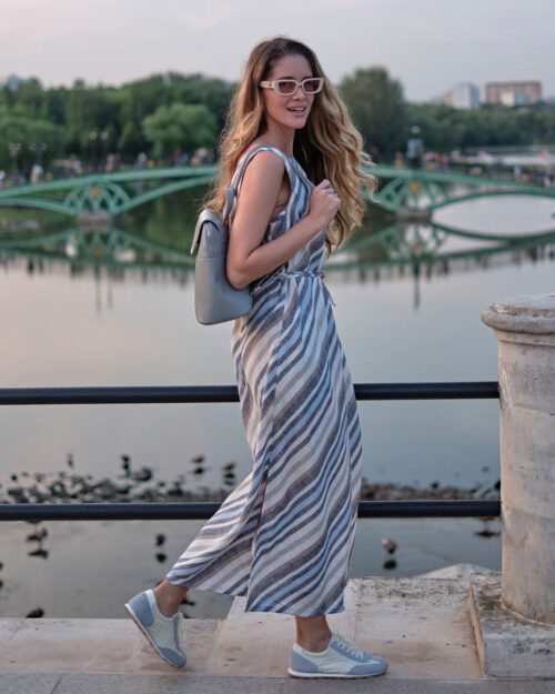 Платье льняное длинное м.502